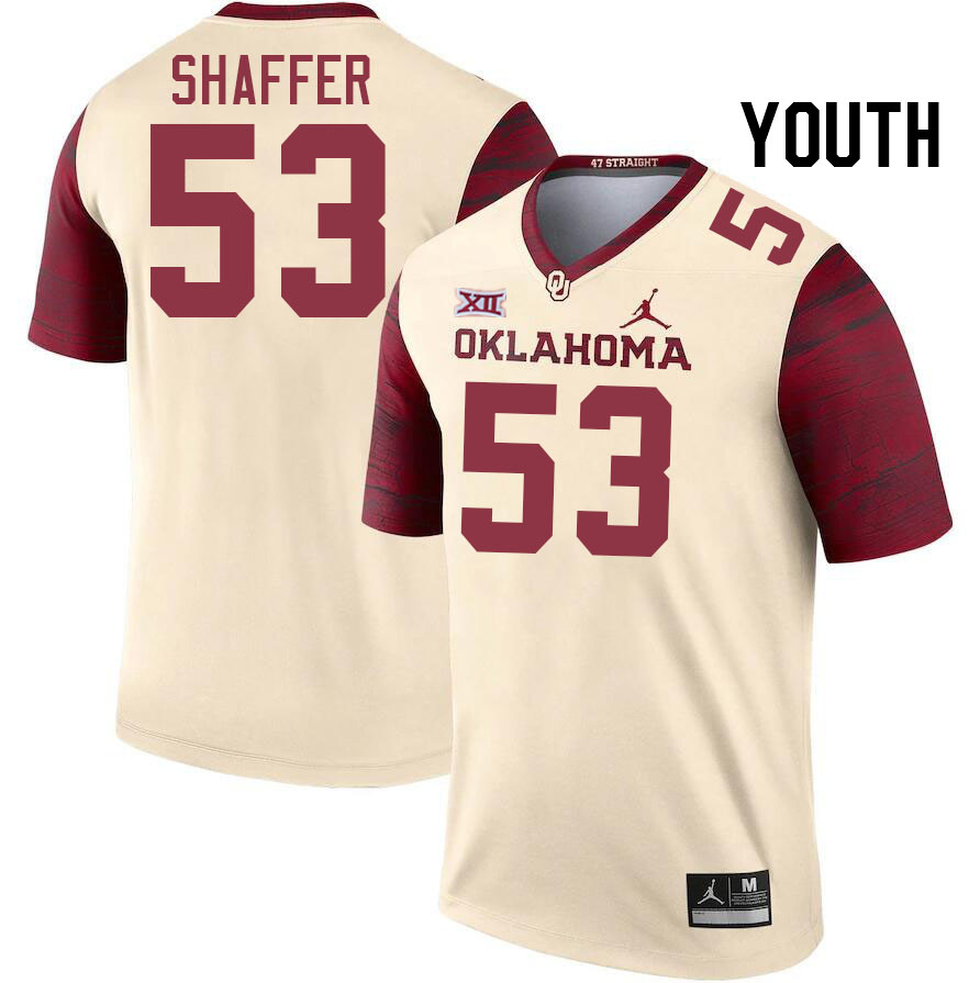 Youth #53 Caleb Shaffer Oklahoma Sooners College Football Jerseys Stitched-Cream - Click Image to Close
